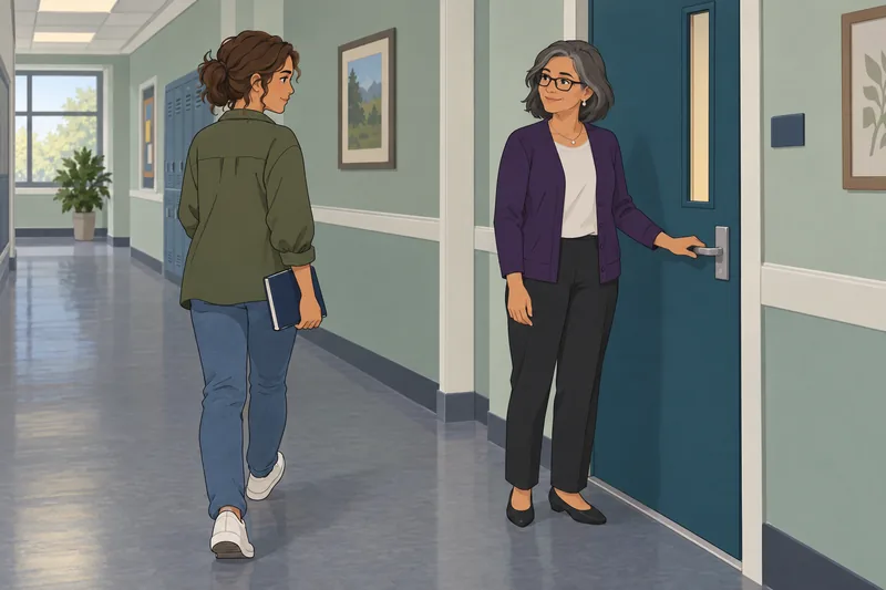 A hallway scene shows Implicit Theories and effort.