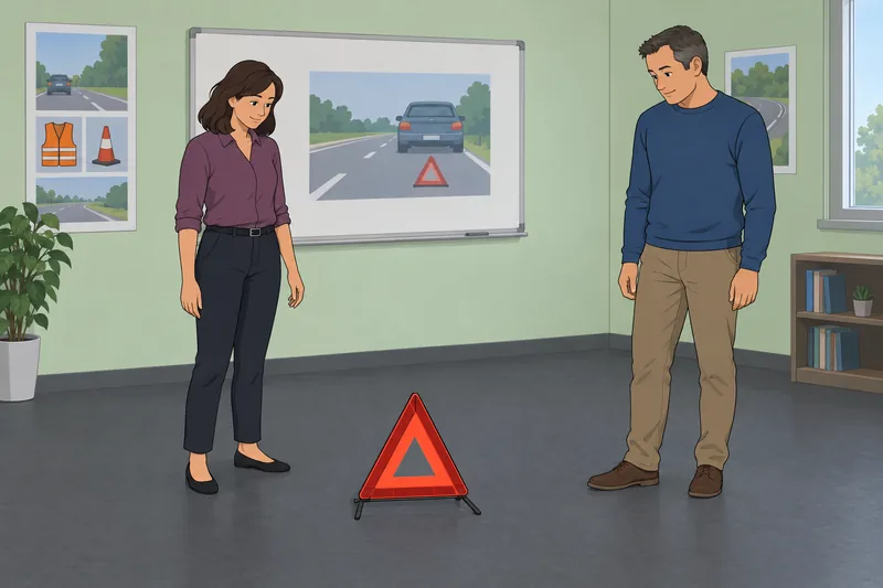 cuestionario de estrategias: instructora revisa un triángulo.