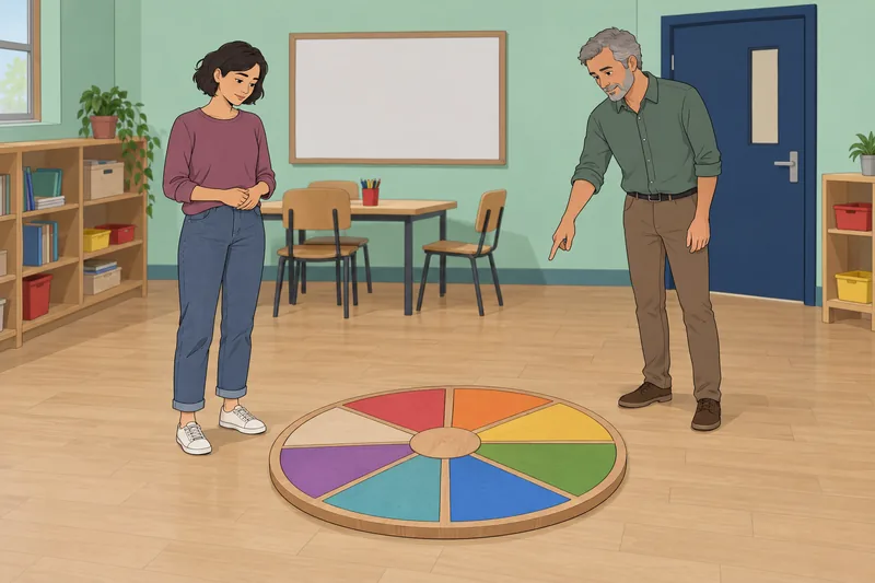 El cuestionario de competencia aparece en un aula.