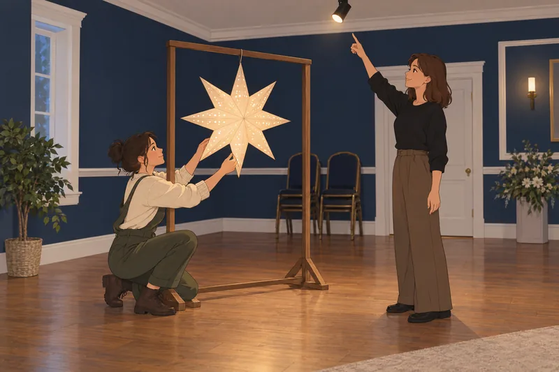 Quince Theme Quiz: planners place a star lantern.
