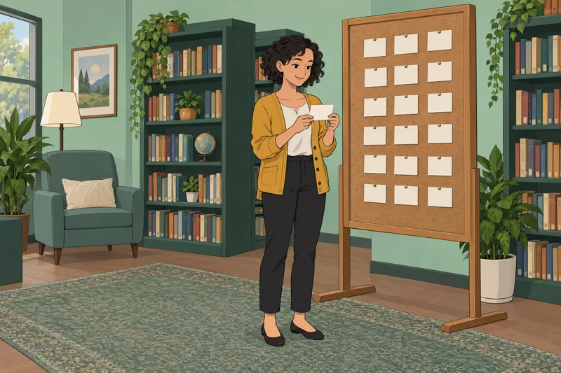 Quiz Frases que: una mujer compara tarjetas.