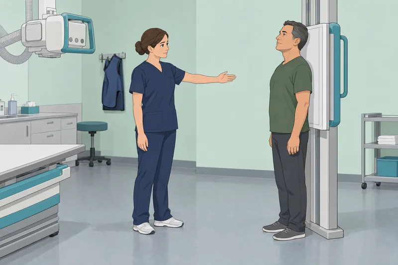 Radiographic Positioning Quiz shows chest alignment.