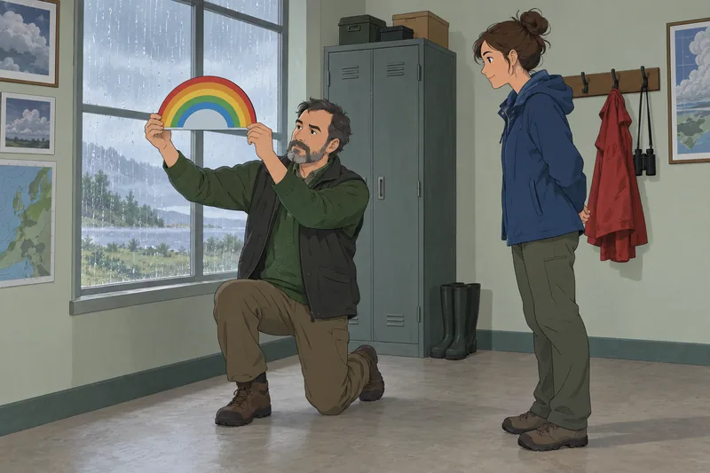 Rainbow Quiz shows a learner studying an arc.