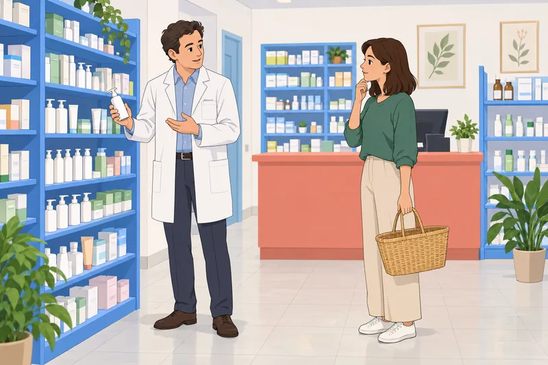 Rash Quiz shows practical care at a pharmacy.