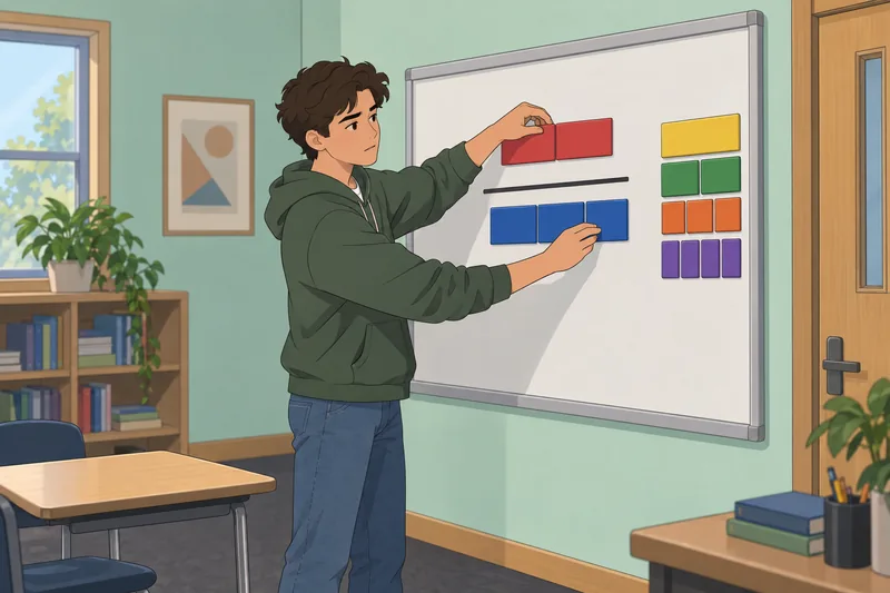 Rational Expressions Quiz: matching factors on a board.