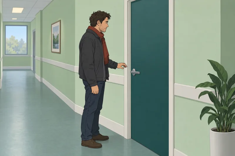 Stages of Change patient hesitates at clinic door.