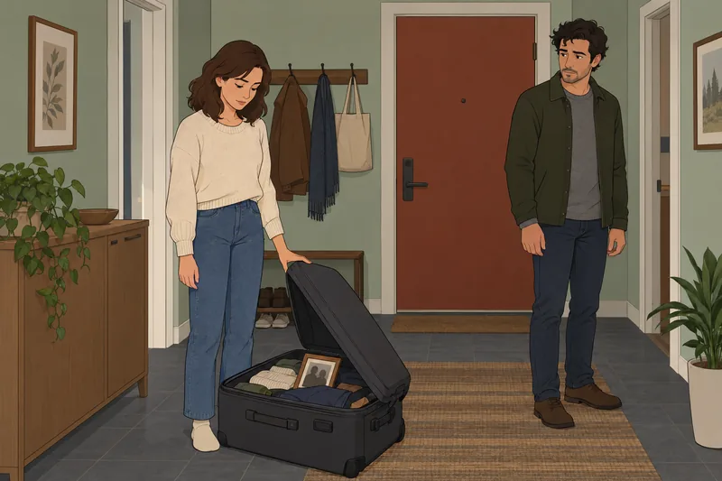 cuestionario sobre relaciones: pausa ante una maleta.