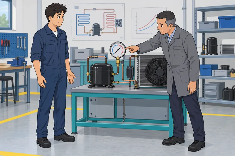El cuestionario sobre refrigeración muestra un manómetro.