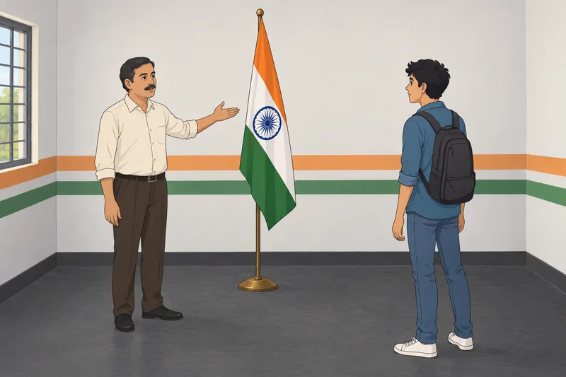 Republic Day Quiz: learner studies India's flag.
