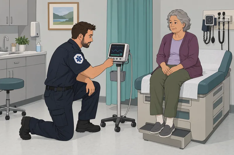 Respiratory Emergencies EMT trainee checks capnography.