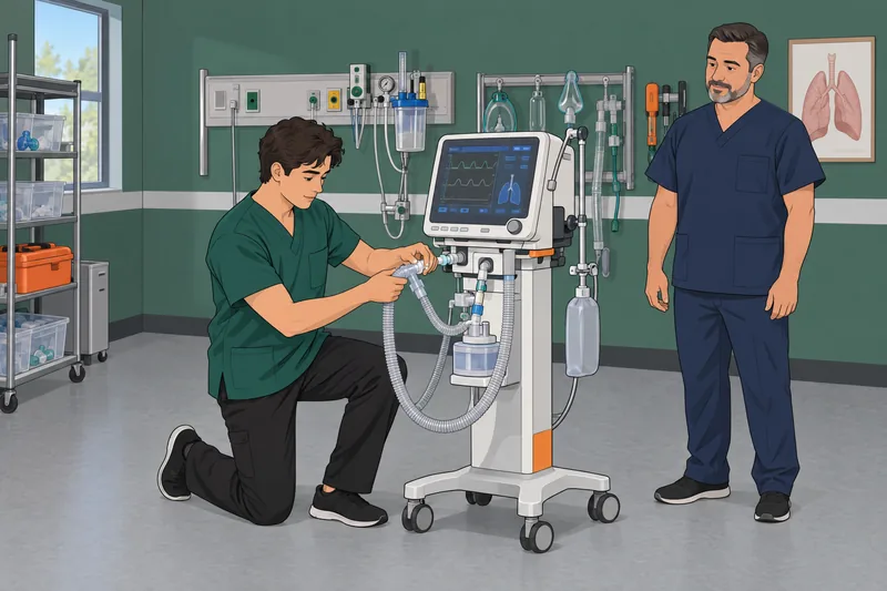 Respiratory Therapy Quiz shows ventilator circuit training.