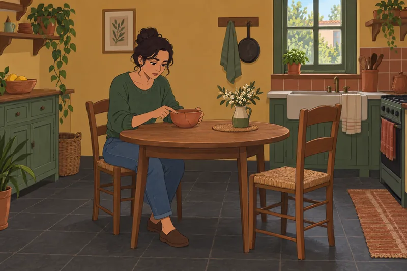 Responsibility Assumption Scale: woman reviews broken bowl.