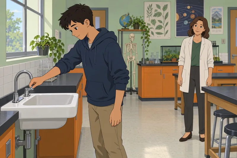 Adolescent Responsibility Scale: a teen closes the faucet.
