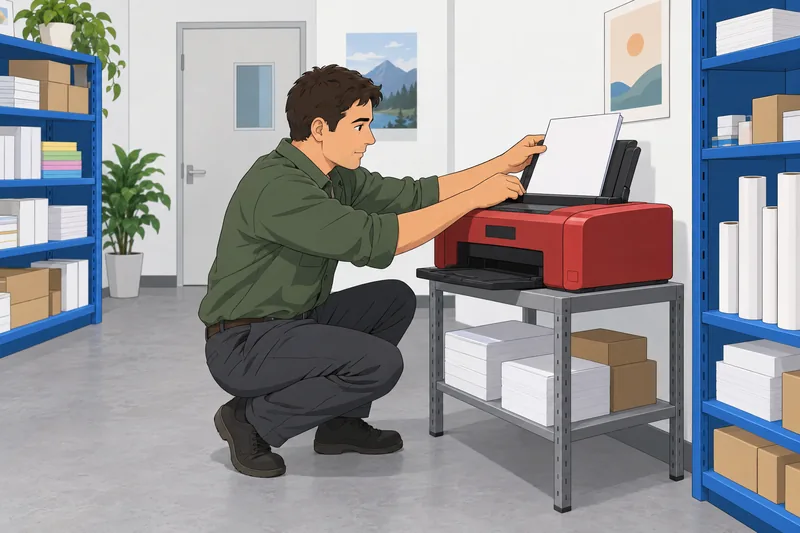 Resume Quiz: technician checks a document printer.