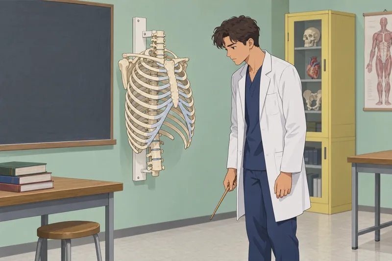 cuestionario de anatomía muestra un modelo costal.