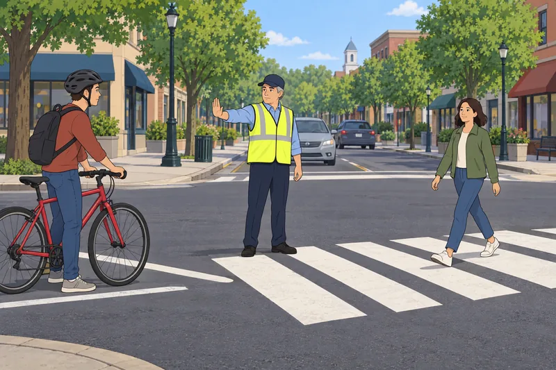 Right of Way scene at a crosswalk