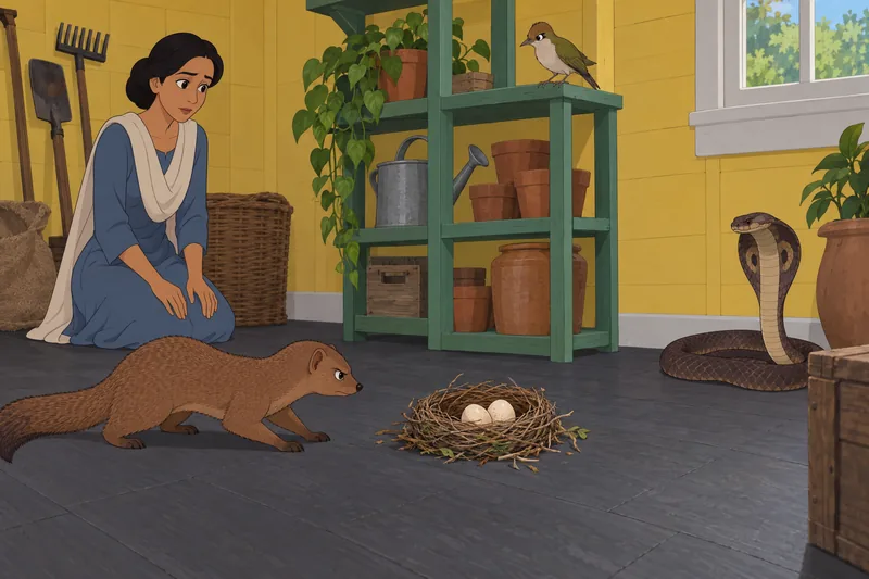 Rikki-Tikki-Tavi Quiz shows eggs in a guarded shed.