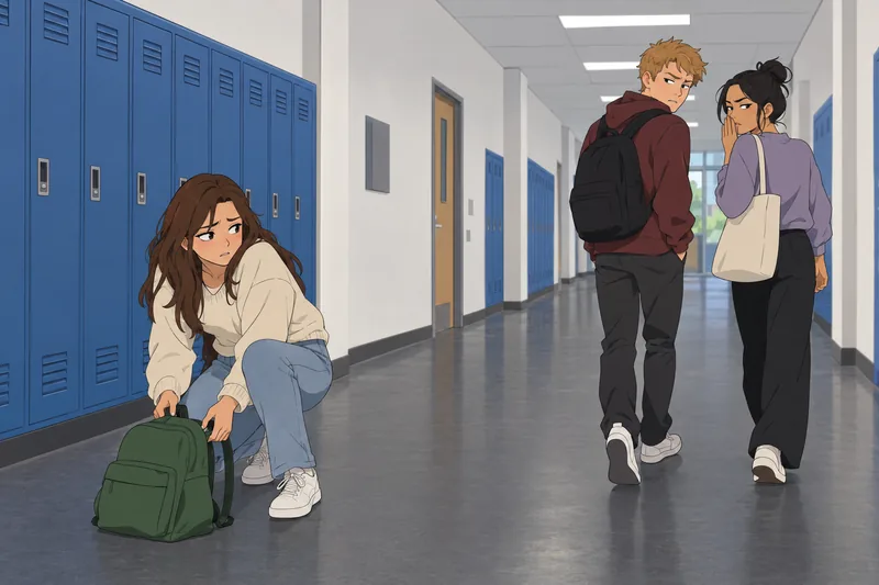 Bullying Risk in a campus hallway.