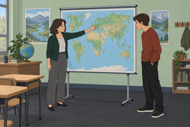 Rivers of the shows a teacher mapping waterways.