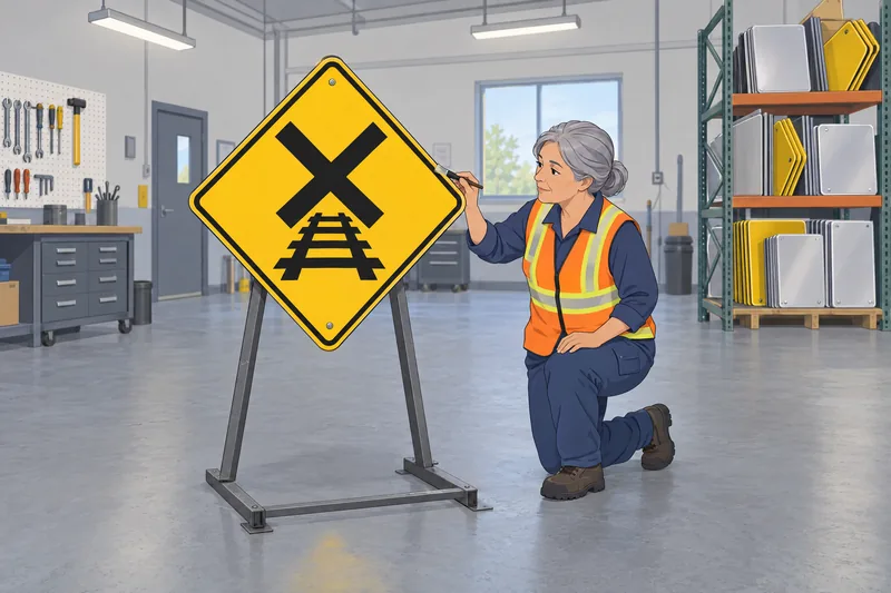 Road Signs Quiz in a traffic-sign workshop.