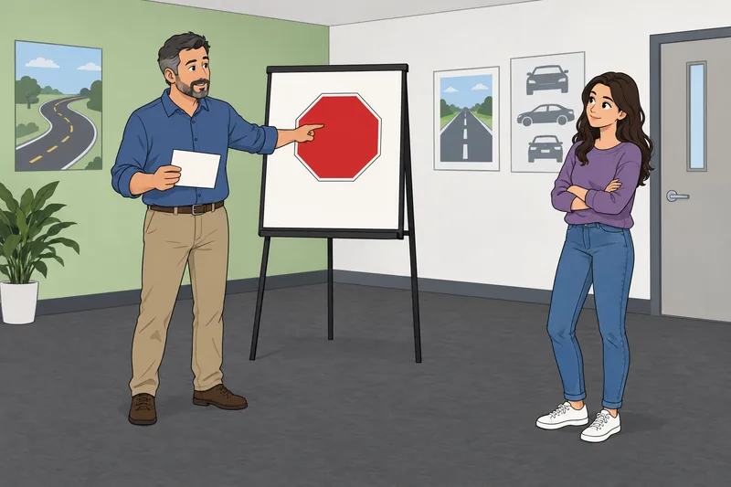 Road Signs Quiz in a driver classroom.