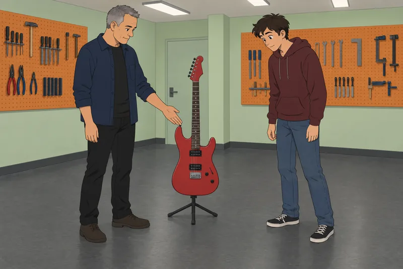 Quiz de música muestra una guitarra eléctrica.