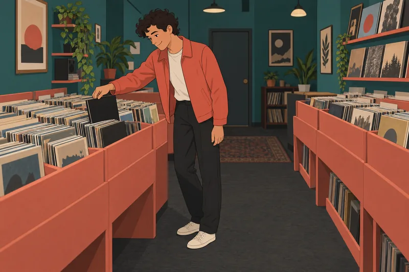 Quiz de música muestra una tienda de discos.