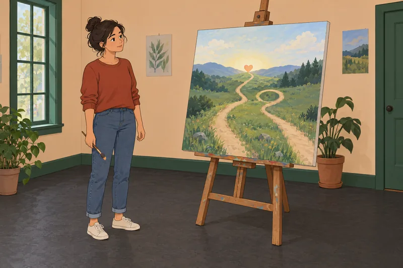 cuestionario sobre orientación: adulto observa tres caminos.