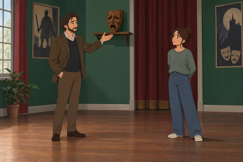 Romeo and Juliet, two readers examine a mask.