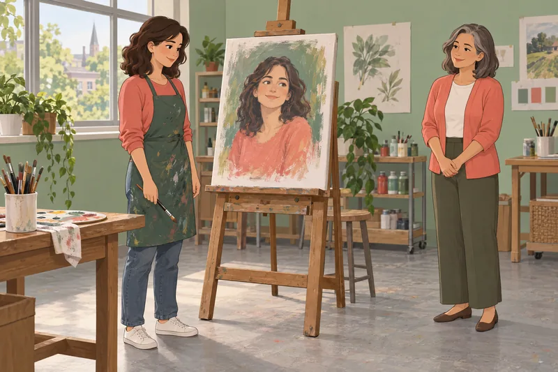 escala de autoestima: artista contempla su retrato.