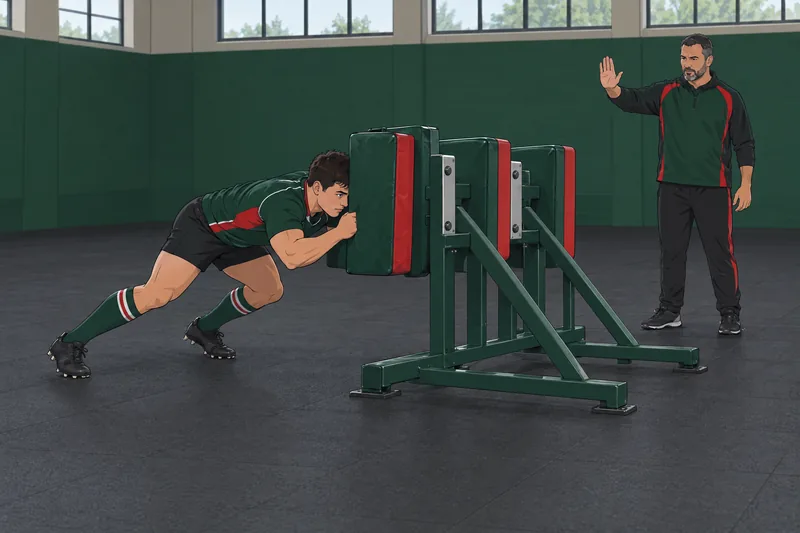 Rugby Quiz shows a player practicing a scrum.