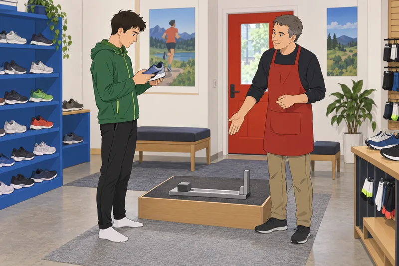 Running Shoe Quiz: runner examines a heel collar.