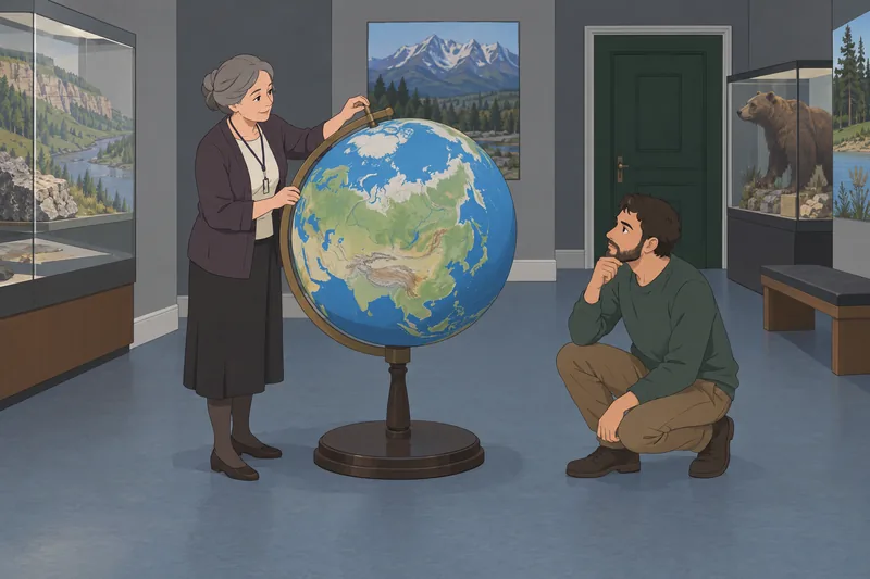 Russia Quiz meets a large geography globe.
