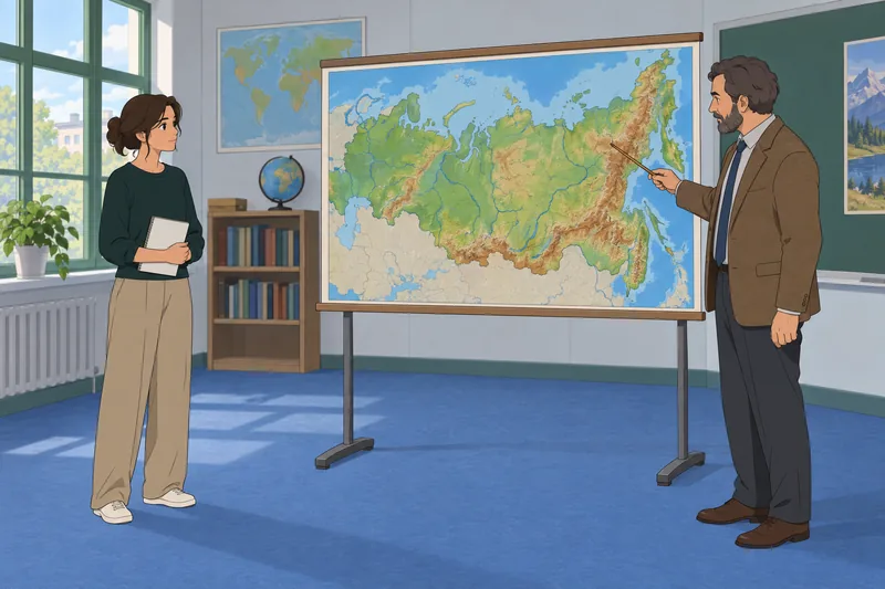 Russia Quiz shows a relief map lesson.