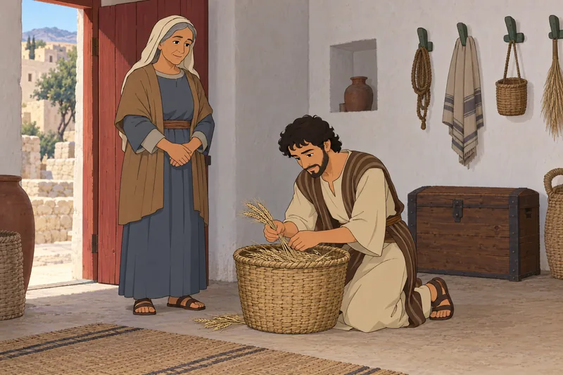 Ruth Bible Quiz shows barley in a basket.
