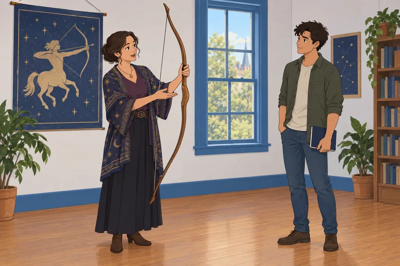 Sagittarius Quiz appears in an astrology classroom.