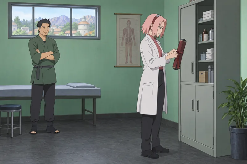 Quiz de Sakura muestra su pergamino médico.