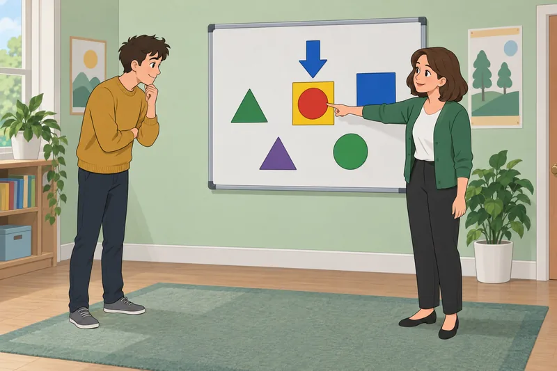 Say What You shows a teacher studying shapes.