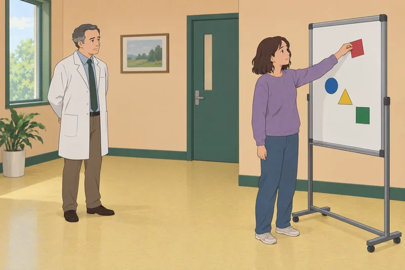 Scale for the patient arranges disconnected cards.
