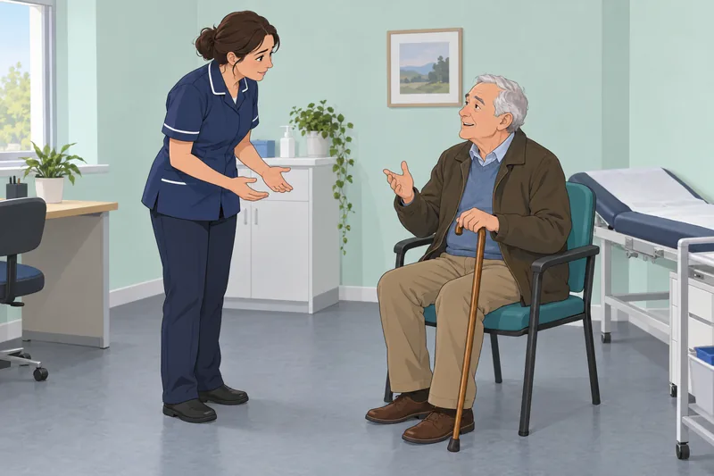 Scale of Empathic: a nurse listens carefully.