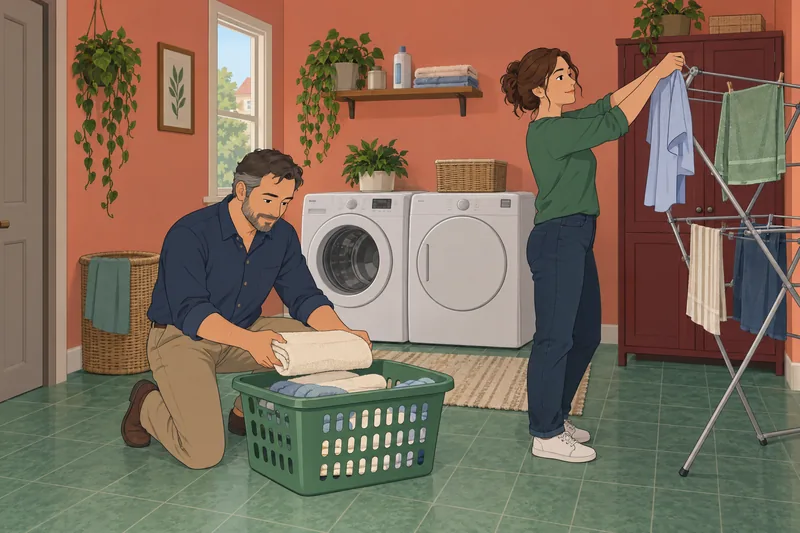 Feminism Test: shared care in a laundry room.