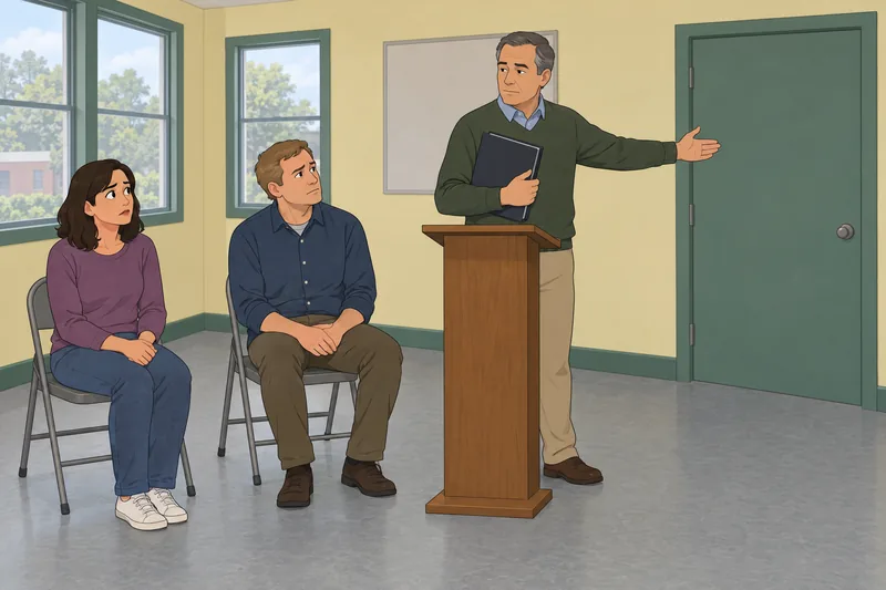 Group Psychological Abuse appears in a pressured meeting.