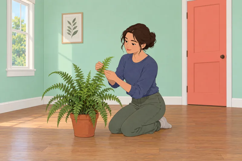 Psychological Well-Being Scale learner tends a fern.