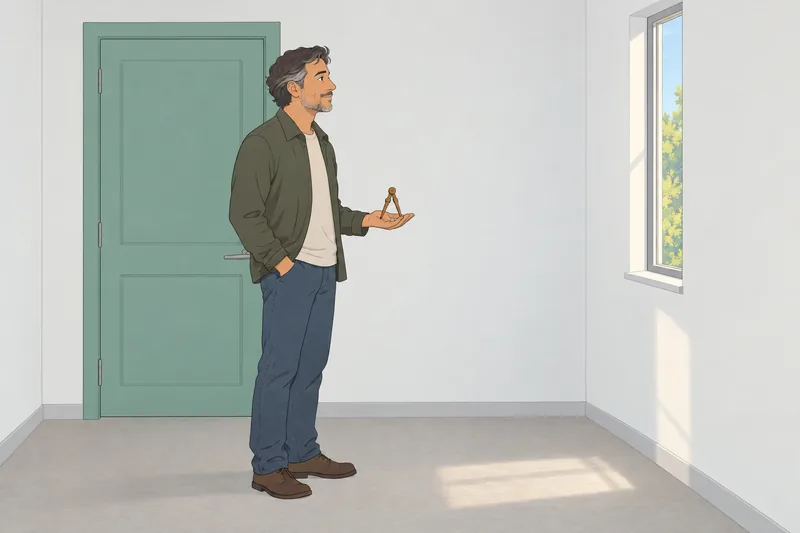 escala de bienestar: un visitante observa un compás.