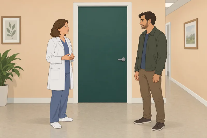 Schizoid Personality Disorder: adults pause by a door.