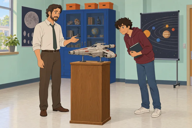 cuestionario de ciencia: estudiante observa una nave.