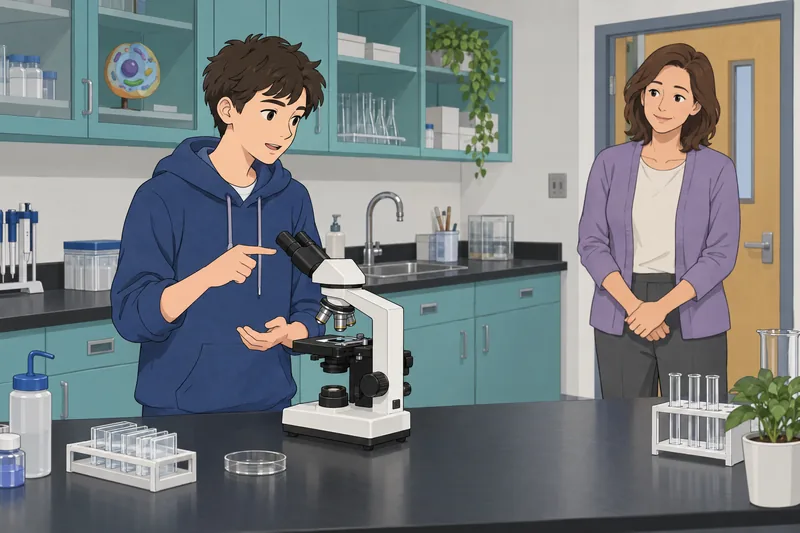 El cuestionario de biología muestra un microscopio.