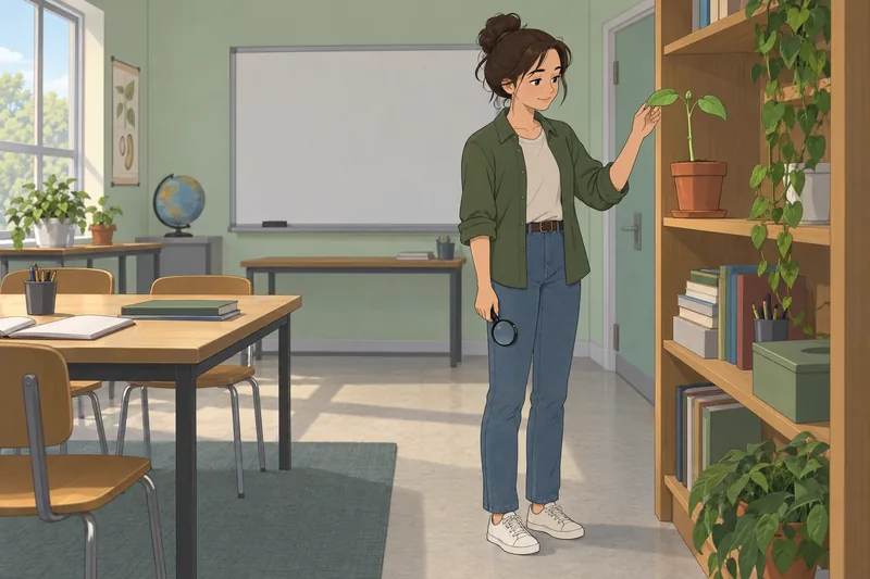 El cuestionario de ciencias muestra una planta.