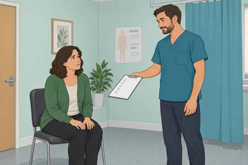 Alcoholism Screening Questionnaire shows a calm clinic intake.
