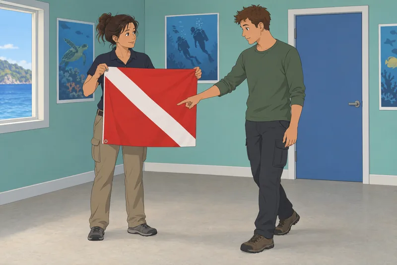 El cuestionario de buceo presenta una bandera.